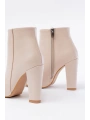 VRT-4801 Bej Yüksek Kalın Topuklu Fermuarlı Kadın Bot