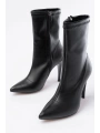 VRT-4811 Siyah Yüksek İnce Topuklu Fermuarlı Kadın Bot