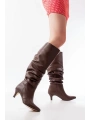 SR-2001 Kahverengi İnce Topuklu Günlük Bayan Çizme