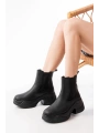 FZ-2400 Siyah Yüksek Tabanlı Lastikli Günlük Kadın Bot