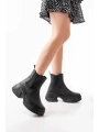 FZ-2400 Siyah Yüksek Tabanlı Lastikli Günlük Kadın Bot