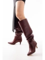 SR-2001 Bordo İnce Topuklu Günlük Bayan Çizme