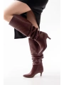 SR-2001 Bordo İnce Topuklu Günlük Bayan Çizme