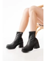 767-3012 Streç Siyah Fermuarlı Günlük Kadın Bot