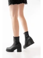 767-3012 Streç Siyah Fermuarlı Günlük Kadın Bot