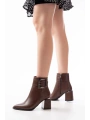 DNZ-400 Kahverengi Toka Aksesuarlı Topuklu Fermuarlı Günlük Kadın Bot