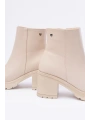 767-3020 Bej Fermuarlı Kalın Topuklu Günlük Kadın Bot