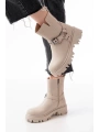 868-2015 Bej Fermuarlı Günlük Kadın Bot