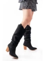 LS-1884 Siyah Süet Günlük Kadın Çizme