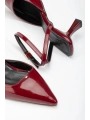 ST-004 Bordo Rugan Günlük 7 cm Topuklu Bayan Ayakkabı