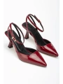 ST-004 Bordo Rugan Günlük 7 cm Topuklu Bayan Ayakkabı