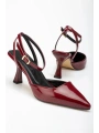 ST-004 Bordo Rugan Günlük 7 cm Topuklu Bayan Ayakkabı