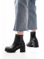 767-3020 Siyah Fermuarlı Kalın Topuklu Günlük Kadın Bot