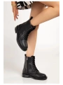 2024-2289 Siyah Bağcıklı Fermuarlı Günlük Kadın Bot