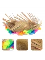 Naturel Renk Püsküllü Örme Hasır Hawaii Luau Aloha Şapka 13x36 Cm