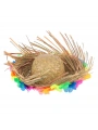 Naturel Renk Püsküllü Örme Hasır Hawaii Luau Aloha Şapka 13x36 Cm