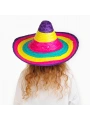 Sombrero Meksika Şapkası Renkli Örme Hasır Çocuk Boy