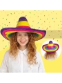 Sombrero Meksika Şapkası Renkli Örme Hasır Çocuk Boy