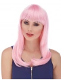 Soft Pembe Renk Uzun Düz Parti Peruğu