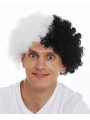 Siyah Beyaz Kıvırcık Afro Bonus Peruk Taraftar Bonus Saç