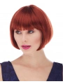 Kızıl Renk Düz Kesim Astarlı Küt Parti Peruğu
