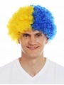 Sarı Lacivert Kıvırcık Afro Bonus Peruk Taraftar Bonus Saç