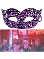 Mor Renk Arkadan Lastikli Pul Payet İşlemeli Balo After Parti Maskesi