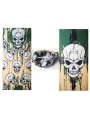 Haki Yeşil Renk Üzeri Likralı Kuru Kafa Kafatası Baskılı Baf Buff Bandana 25x48 Cm