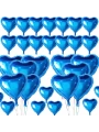 Metalize Parlak Mavi Kalp Şekilli Uçan Balon Folyo 18 İnç 45 Cm 25 Adet