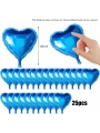 Metalize Parlak Mavi Kalp Şekilli Uçan Balon Folyo 18 İnç 45 Cm 25 Adet