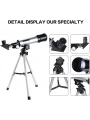 50x360 Mini Teleskop Kara Uzay Teleskobu Aliminyum Gövde Tripodlu