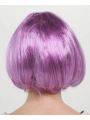 Rose Pembe Renk Düz Kesim Küt Parti Peruğu Kısa Takma Saç