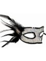 Siyah Renk Yandan Tüylü Pul Payet İşlemeli Parti Maskesi 23x12 Cm