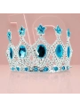 Çocuk Kraliçe Tacı - Mavi Yıldız İşlemeli Prenses Tacı 15x7 Cm