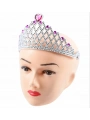 Fuşya Kalpli Gümüş Renk Kraliçe Tacı Prenses Tacı