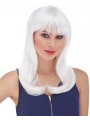 Beyaz Renk Uzun Düz Parti Peruğu
