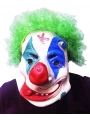 Yeşil Renk Afro Bonus Peruklu Palyaço Lateks Et Maske