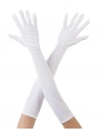 Beyaz Renk Dirseğe Kadar Uzun Kumaş Eldiven 40 Cm