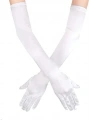 Beyaz Renk Dirseğe Kadar Uzun Kumaş Eldiven 40 Cm