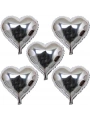 Kalp Şekilli Gümüş Renk Folyo Balon 45 Cm 5 Adet