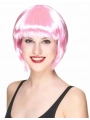 Soft Pembe Renk Parti Peruğu Küt Saç