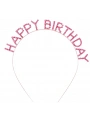 Pembe Renk Kristal Taşlı Gold Renk Kaplama Happy Birthday Taç 16x17 Cm