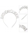 Gümüş Renk Kristal Taşlı Parlak Birthday Queen Yazılı Kraliçe Taç 16x17 Cm