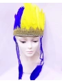 Sarı Lacivert Renk Tüylü Kızılderili Başlığı | Taraftar Başlığı