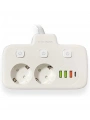 Akım Korumalı 2’li Ayrı Anahtarlı Priz, 2x Priz, 3x Usb, 1x Type-c, 2 Mt Kablo, Hızlı Şarj