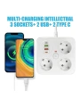 Akım Korumalı Anahtarlı Priz - 3x Priz - 2x Usb - 2x Type-c - 2 Mt Kablo Hızlı Şarj Özellikli Siyah