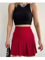Altı geniş pileli etek bordo s24729