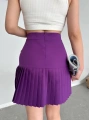 Altı pliseli mini etek Mor s24705