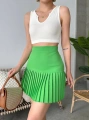 Altı pliseli mini etek yeşil s24705