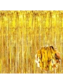 Altın Gold Renk Ekstra Metalize Parlak Saçaklı Arka Fon Perde İthal A Kalite 1x2 Metre